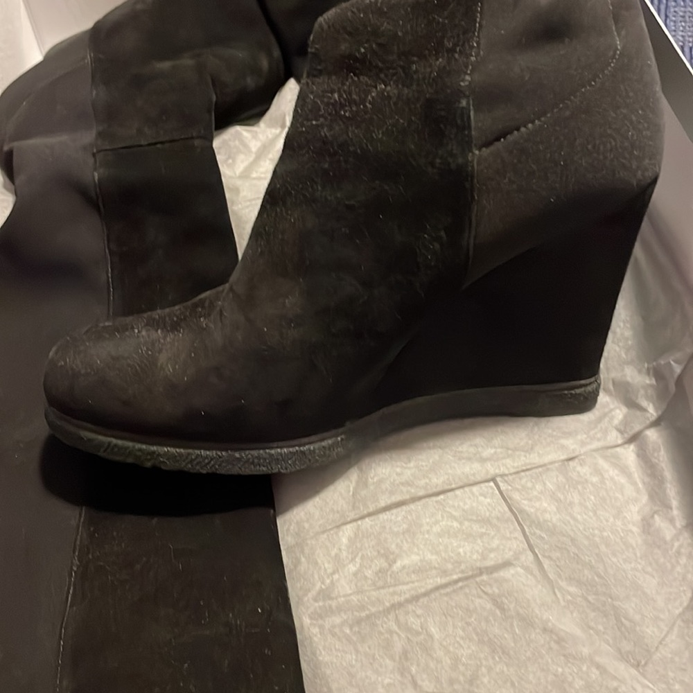 Robert Clergerie Knee High Suede Wedge Boots